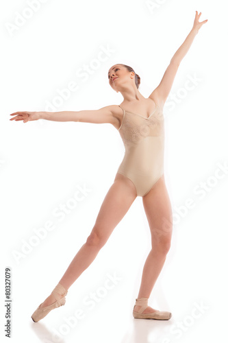 young modern ballet dancer isolated on white background