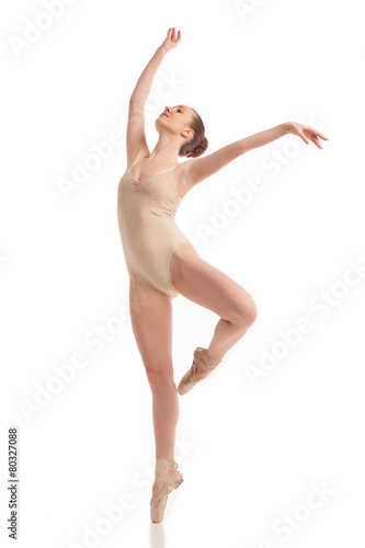 Fototapeta young modern ballet dancer isolated on white background