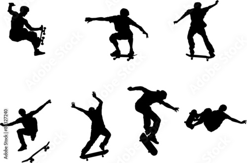 The set of skateboarder silhouette