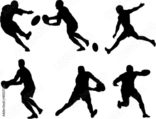 Set of rugny player silhouette