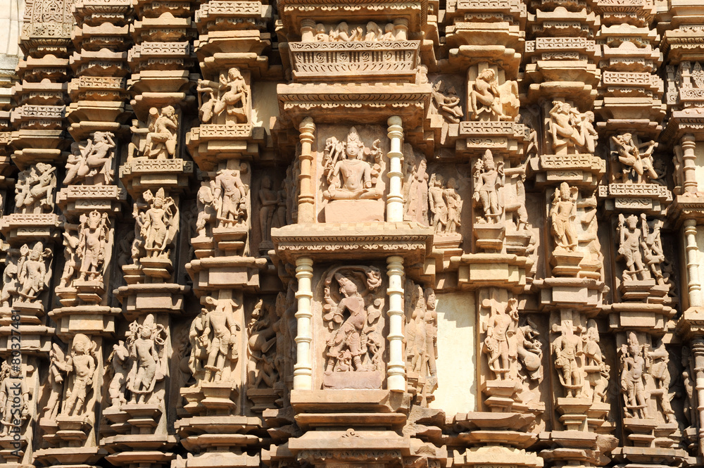 Detail of artwork at the Khajuraho temple