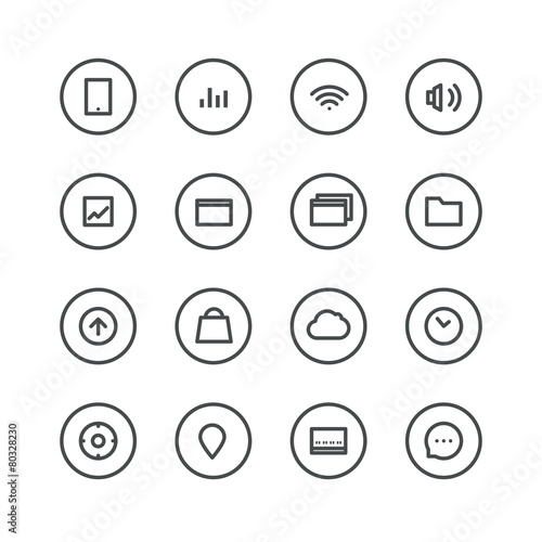 Different interface icons isolated on white. Design elements