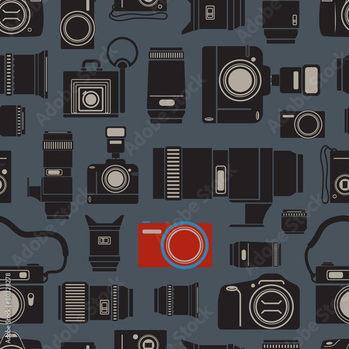 Modern and retro photo technics seamless background