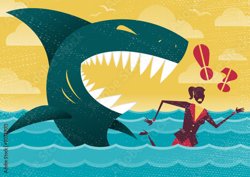 Businesswoman in Dangerous Shark Attack.