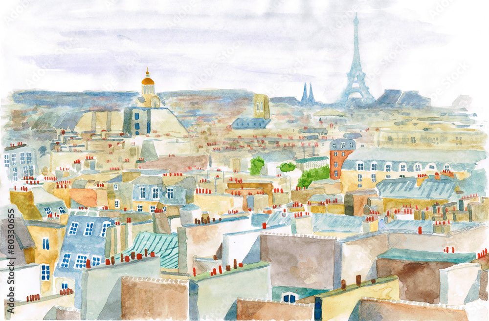 Fototapeta premium city of Paris in watercolor