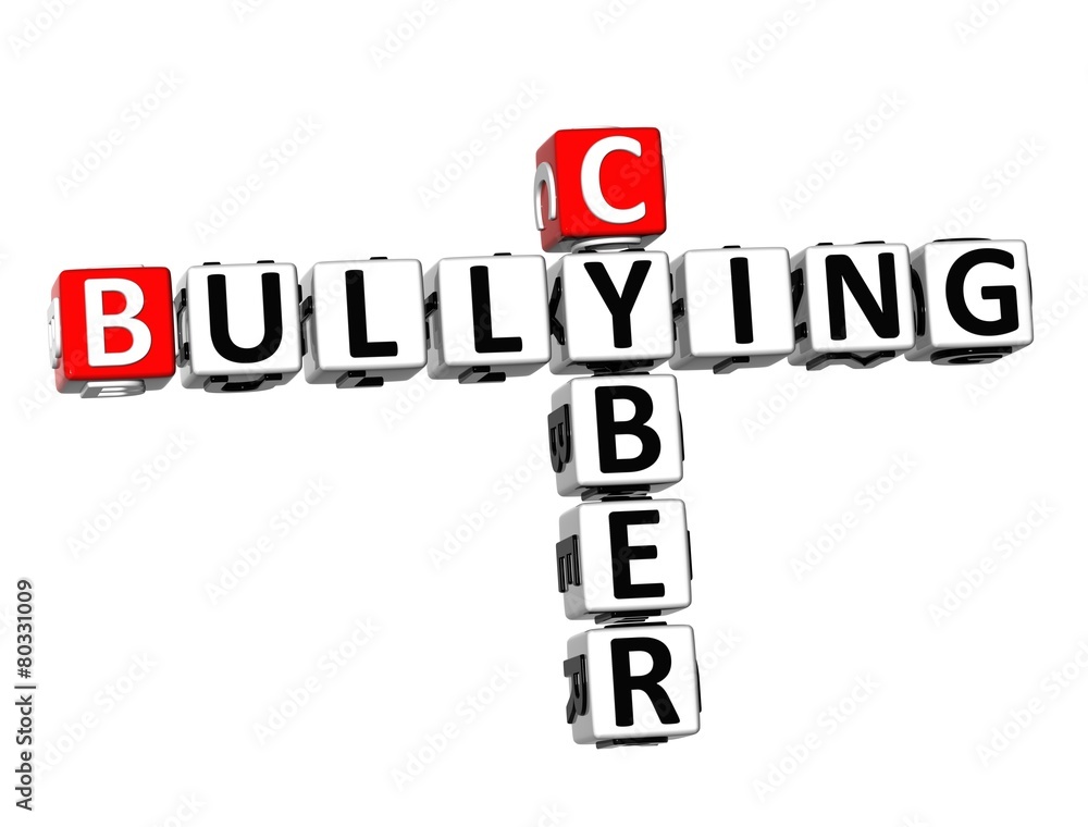 3D Crossword Cyber Bullying on white background 3D Crossword Cyber Bullying on white background
