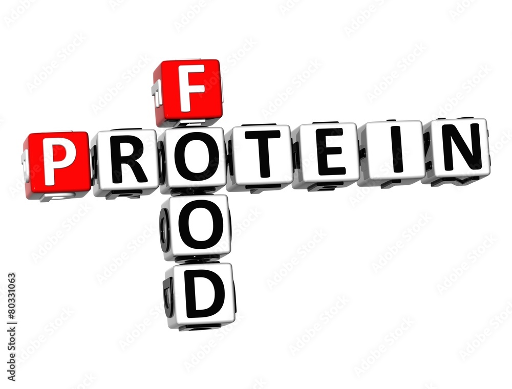 3D Crossword Food Protein on white background 3D Crossword Food Protein on white background