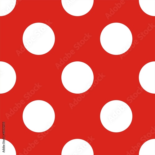 Tile vector pattern with white polka dots on red background