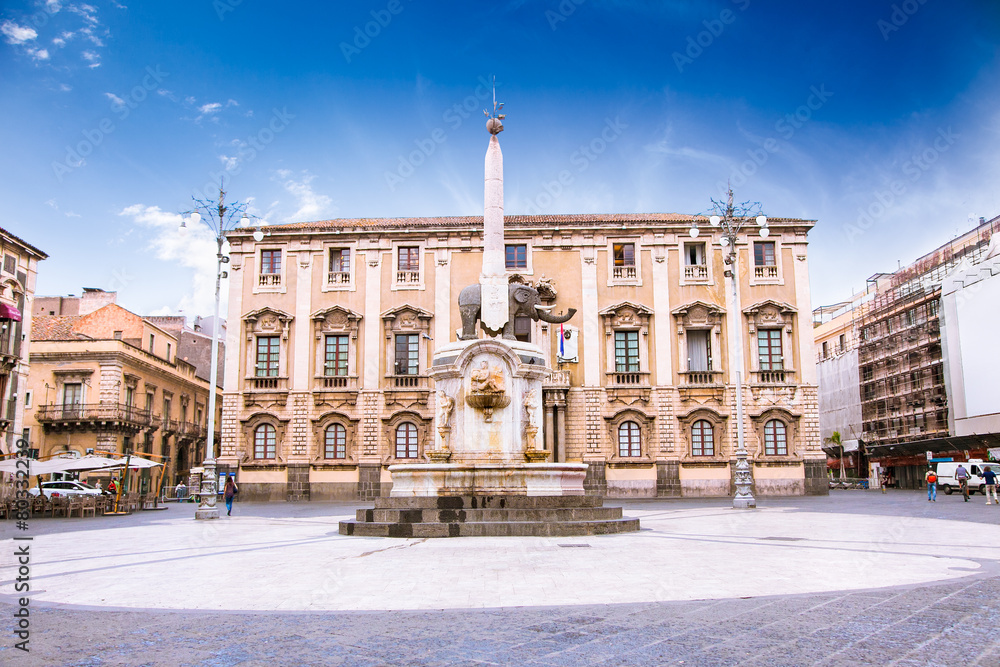 Elephant fountain and Cathedral Square, Catania, Sicily