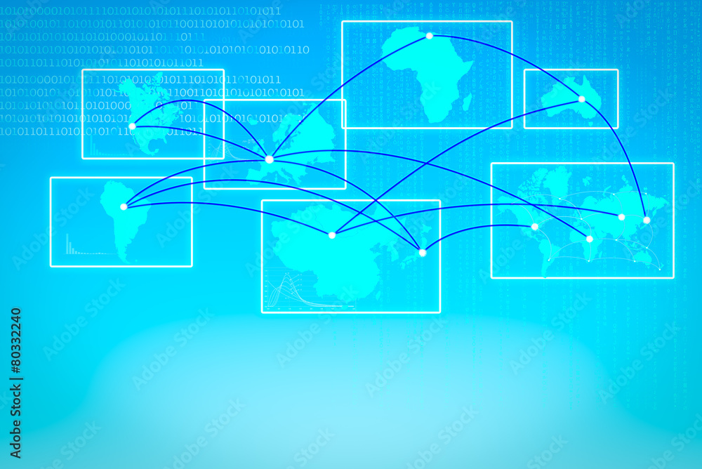 Fototapeta premium world and continents linked as symbol of communication