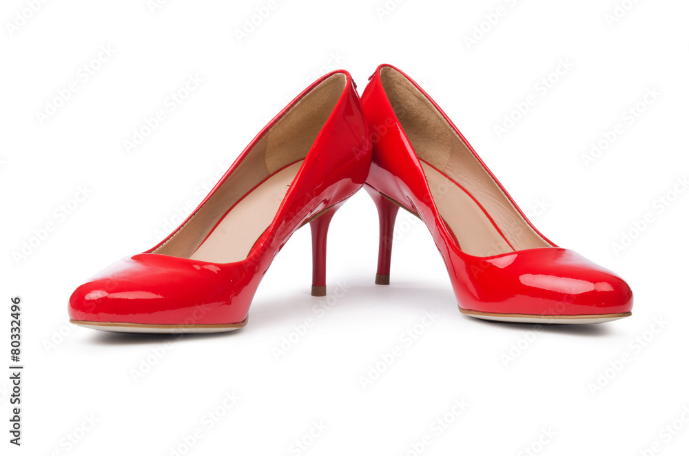 Red woman shoes isolated on the white background Red woman shoes isolated on the white background