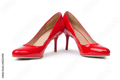 Red woman shoes isolated on the white background