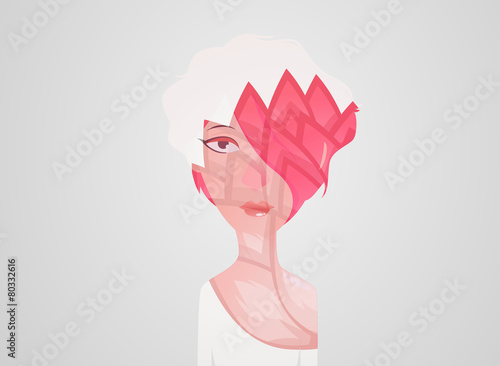 Double exposure girl: Flower