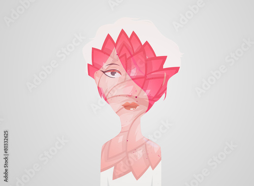 Double exposure girl: Flower