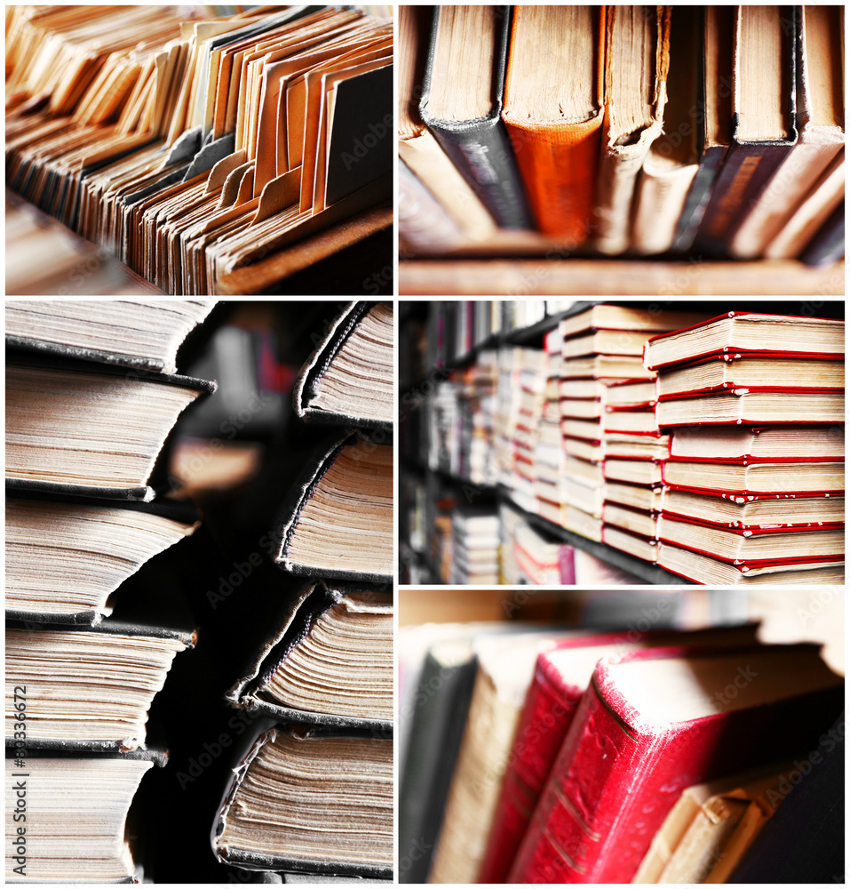 Fototapeta premium Many different compositions with books in collage
