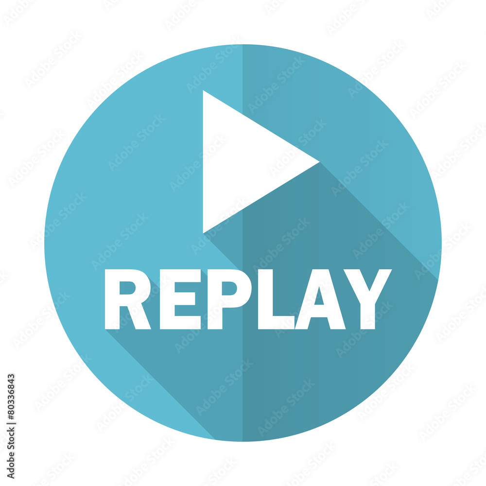 replay blue flat icon