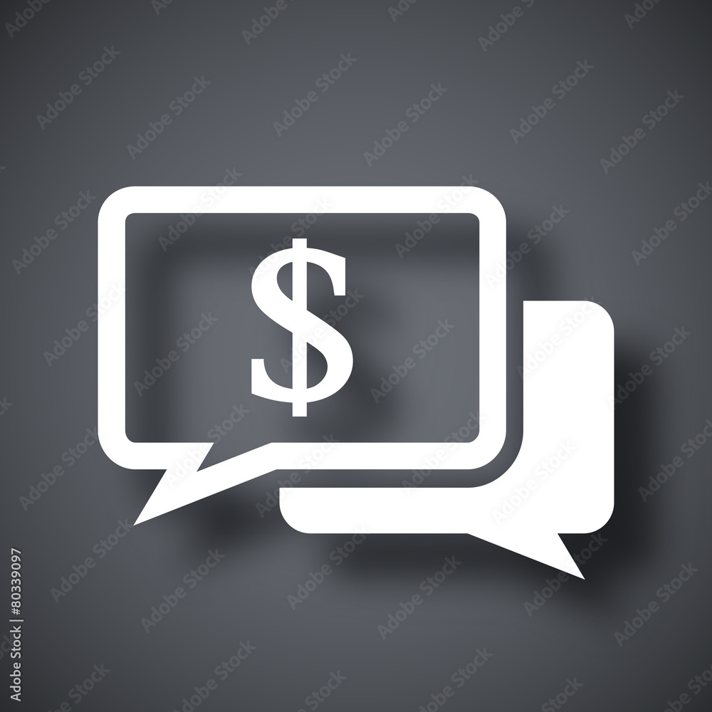 Obraz premium Vector speech bubbles icon with dollar sign