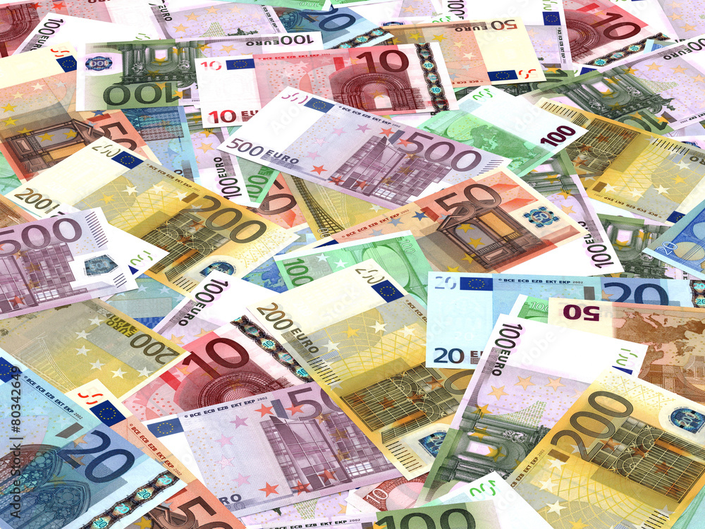 Fototapeta premium Euro bank notes background.