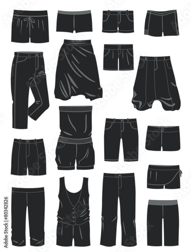 Silhouettes of women's shorts