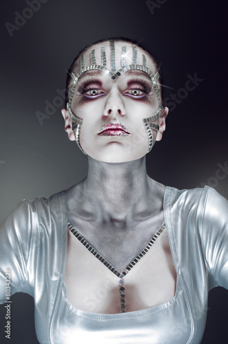 Conceptual beauty portrait with mirror shatters