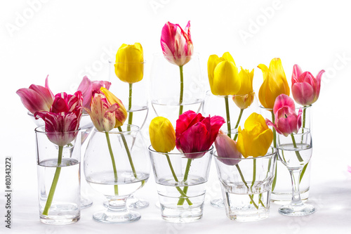 Tulips in glasses