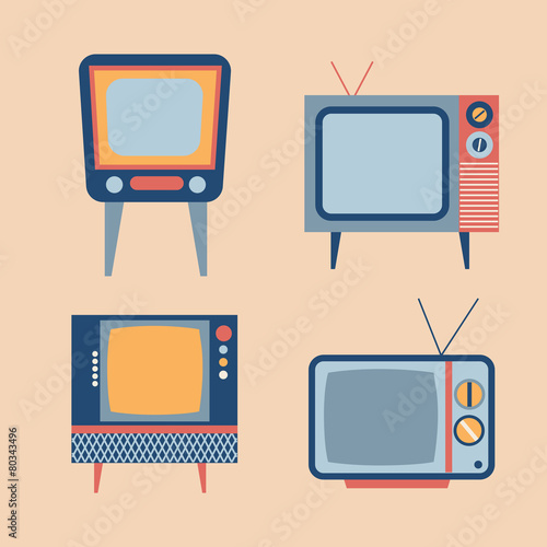 retro tv items set