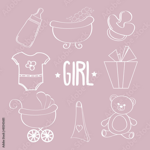 Linear baby girl items set