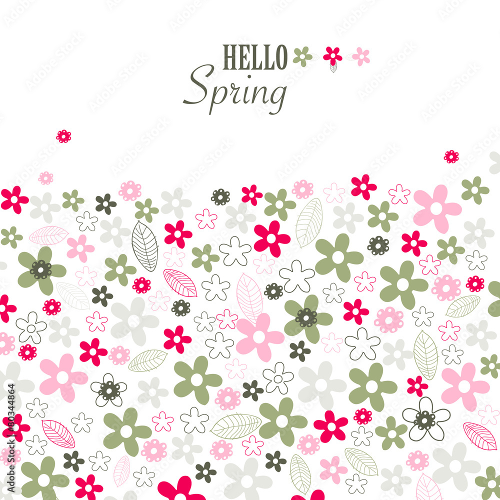 Hello spring floral greeting background vector