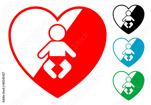 Pictograma corazon con bebe en varios colores