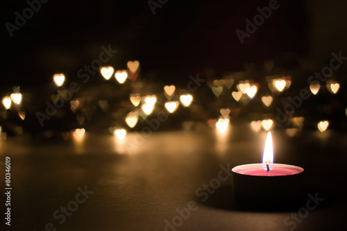 candle on a black background with boken