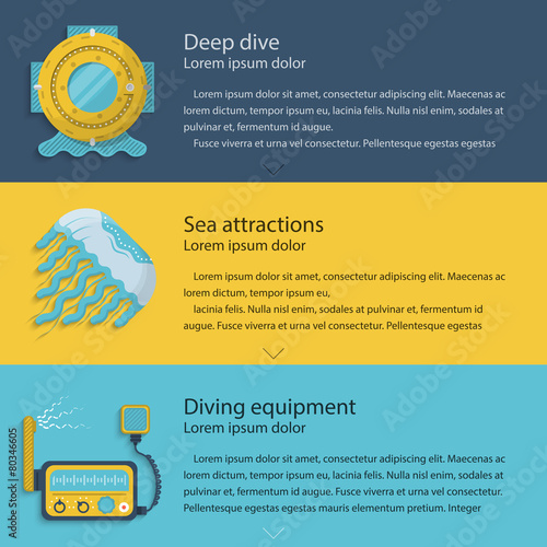 Diving elements colored vector illustration