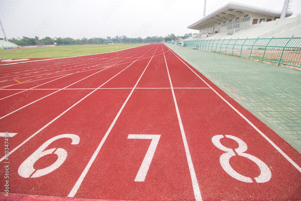 Running track in stadium.