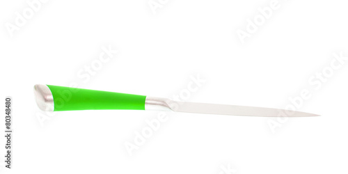 Green Steel Kitchen Knife. Isolated