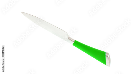 Green Steel Kitchen Knife. Isolated