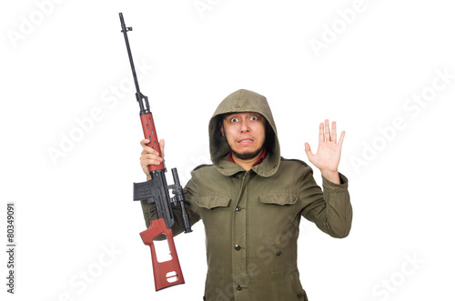 Man with a gun isolated on white