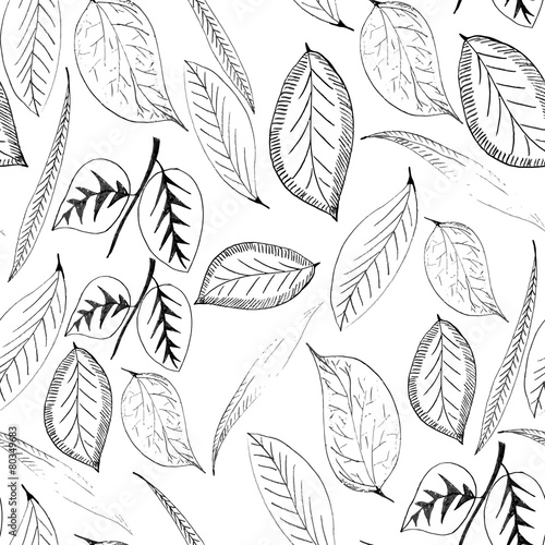 Seamless pattern with leaves plants © axe85