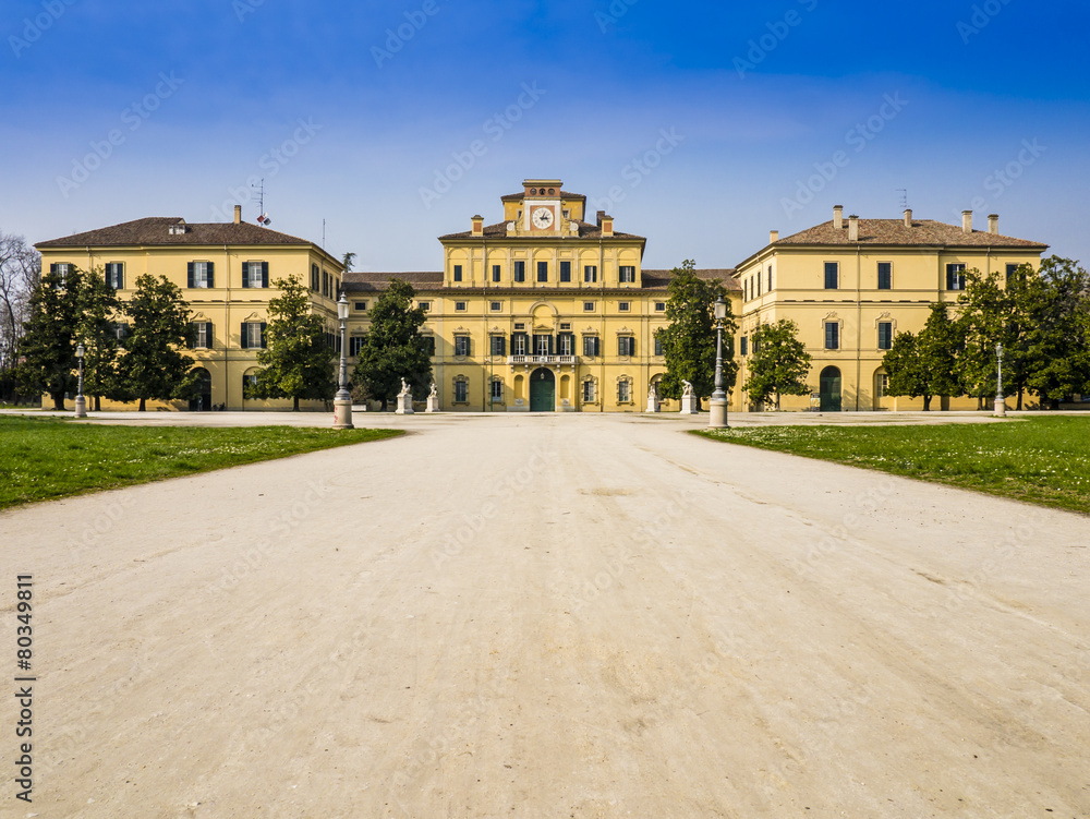 Perspective view of Ducal garden's palace, Parma, Italy
