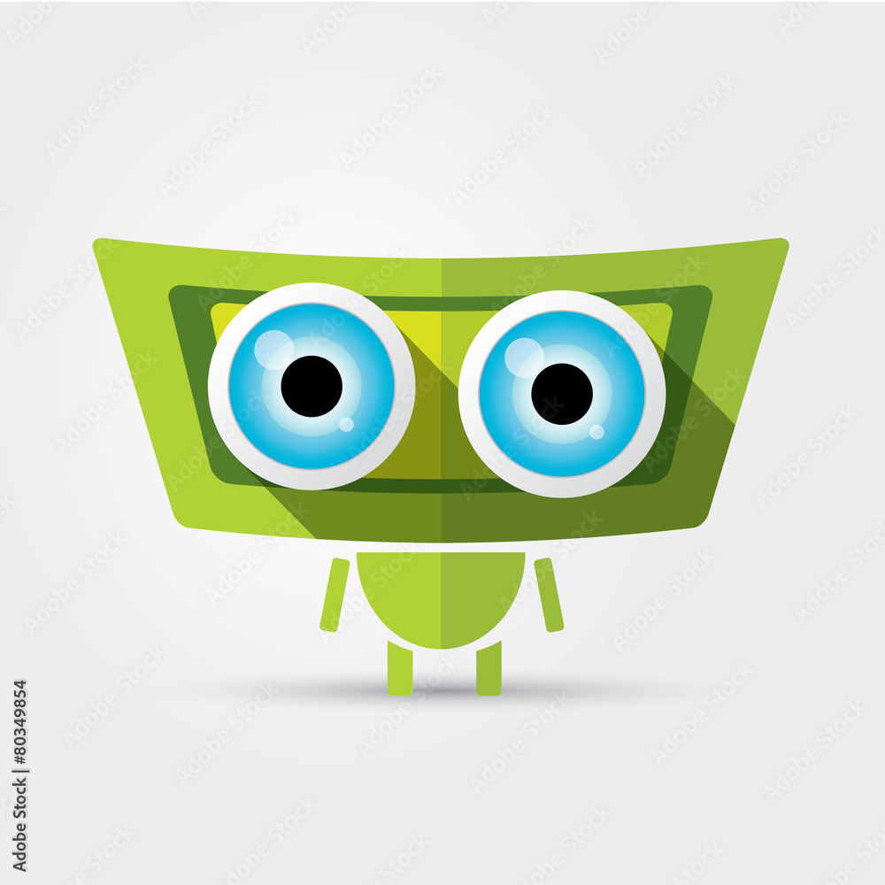 Cartoon Character Cute green Robot Cartoon Character Cute green Robot