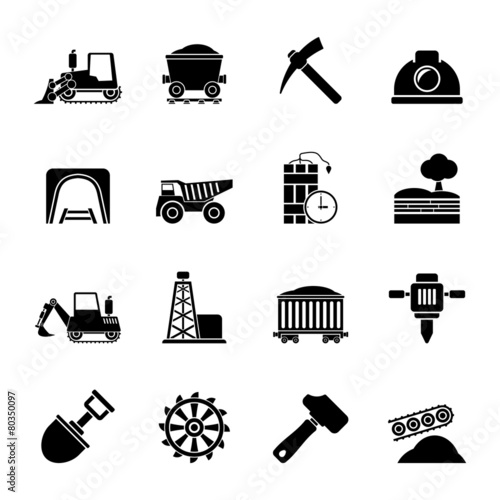 Silhouette Mining and quarrying industry icons