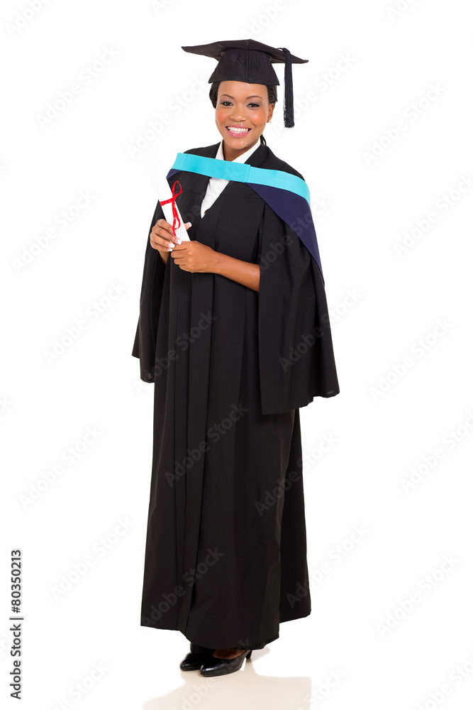 african female graduate isolated on white african female graduate isolated on white
