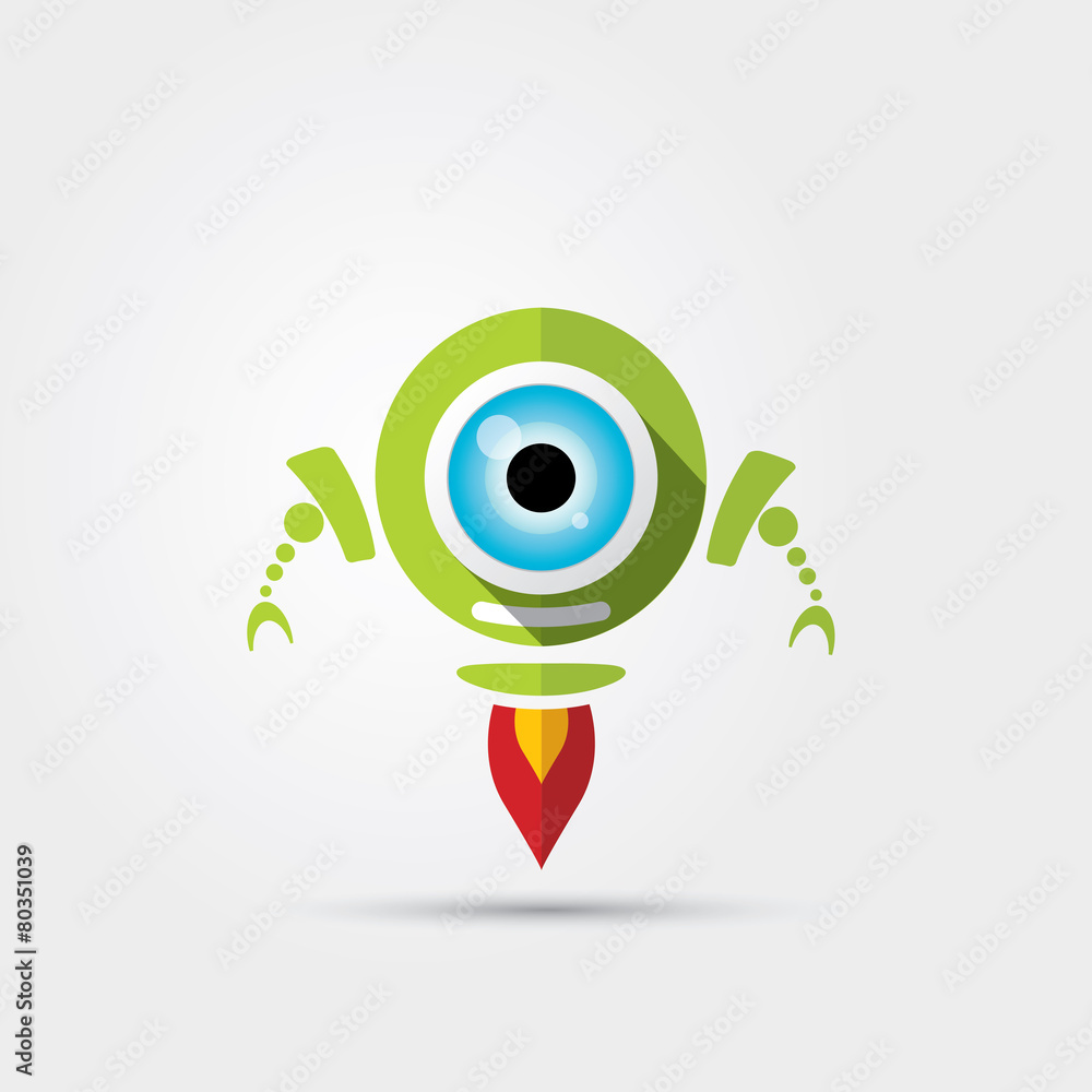 Cartoon Character Cute green Robot Cartoon Character Cute green Robot