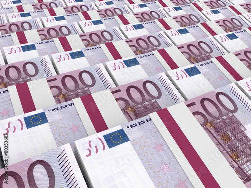 Stacks of money. Five hundred euros.