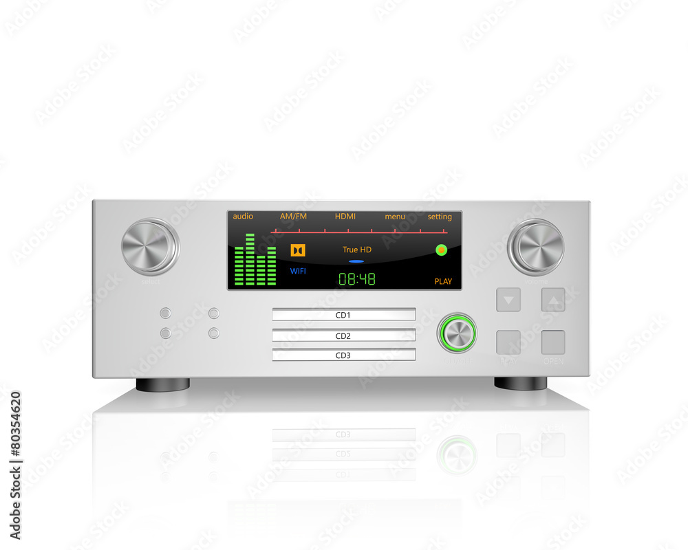 stereo hi-fi receiver  ,on white background