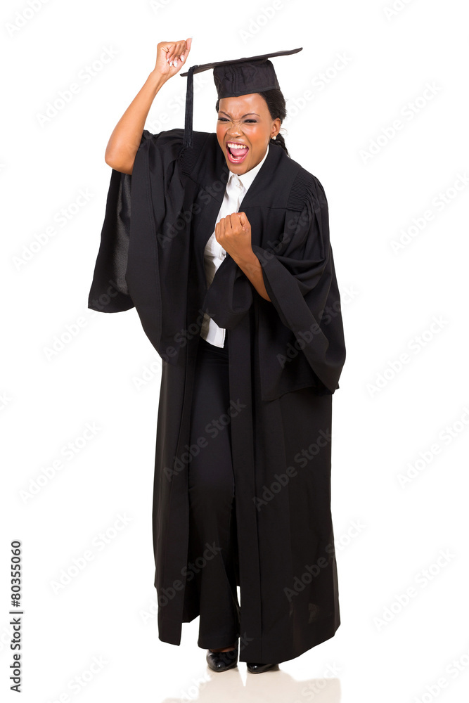 excited african female graduate excited african female graduate