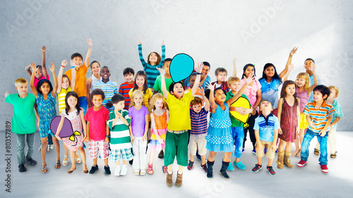 Multiethnic Children Smiling Happiness Friendship Concept