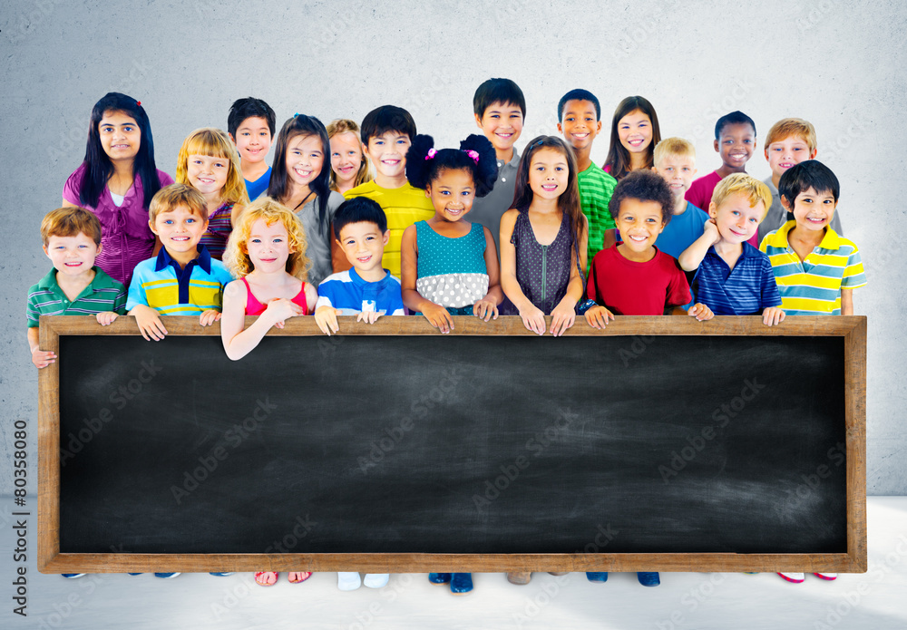 Diversity Friendship Group of Kids Education Blackboard Concept Diversity Friendship Group of Kids Education Blackboard Concept