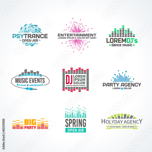 Third big set music equalizer emblem vector elements