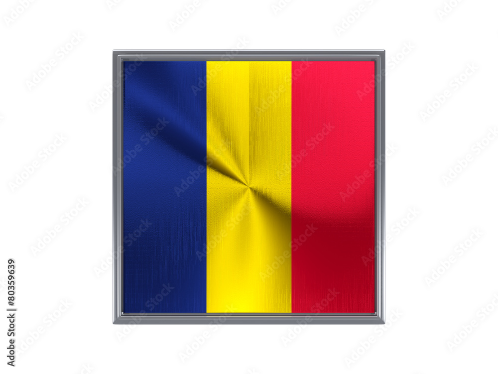Fototapeta premium Square metal button with flag of chad