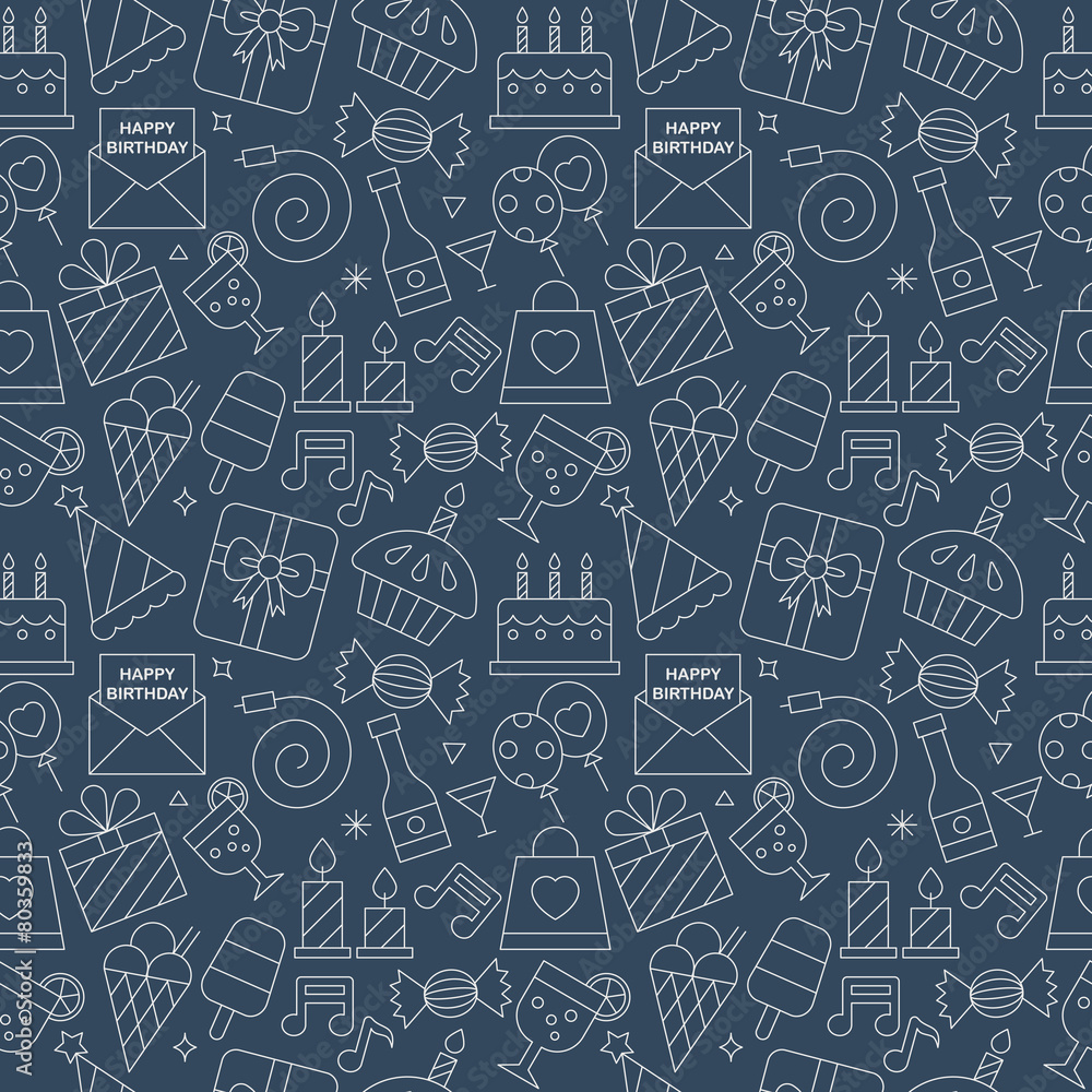 Birthday line icon pattern set Birthday line icon pattern set