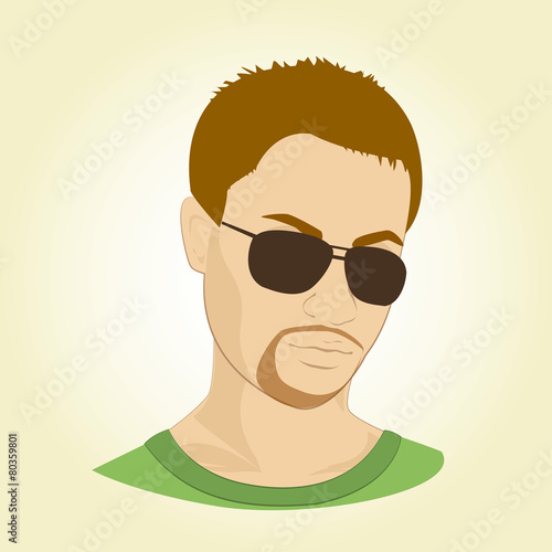 Vector illustration of a man with glasses. © naum